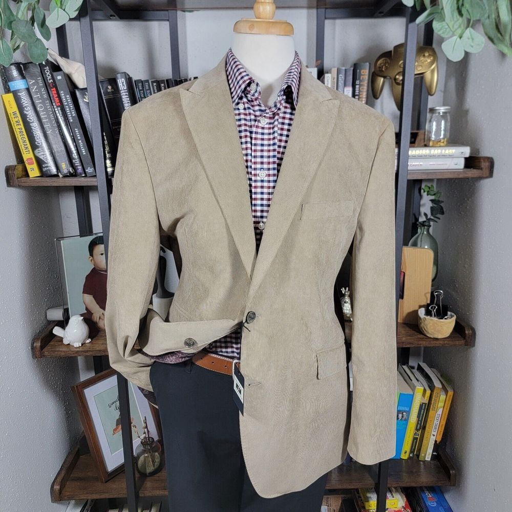 Joseph Abboud Men's Sport Coat Two Button Brown Corduroy Poly Blend Elbow‎ XXL